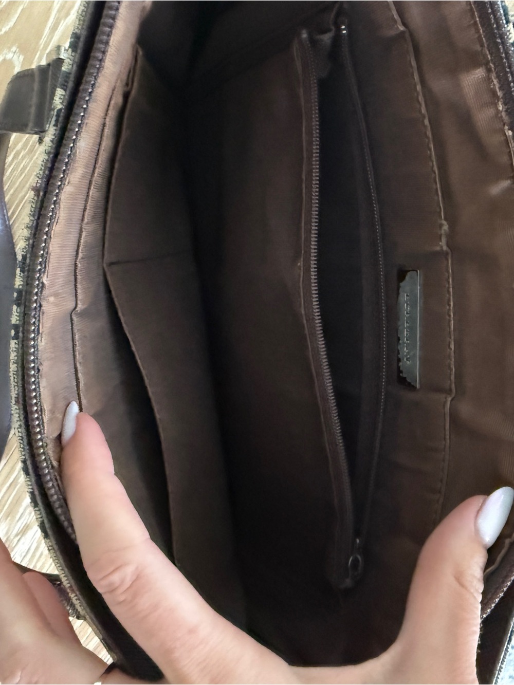 Burberry Beige Check Shoulder Bag with Brown Leather Trim - Picture 9 of 12